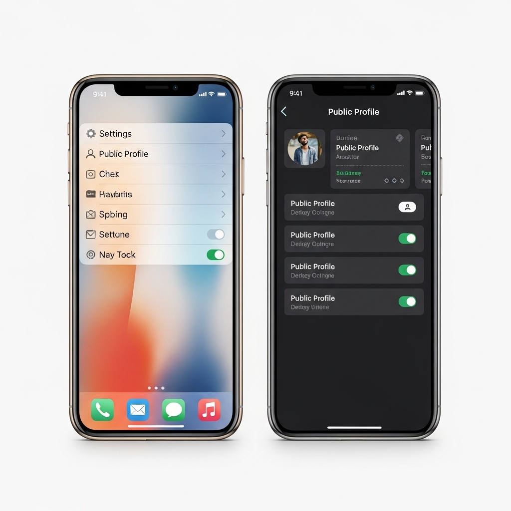 comparison of public profile settings on iPhone and Android devices