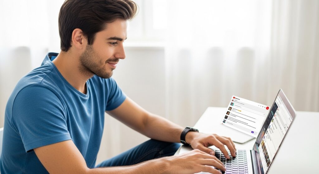 Man engaging with YouTube audience