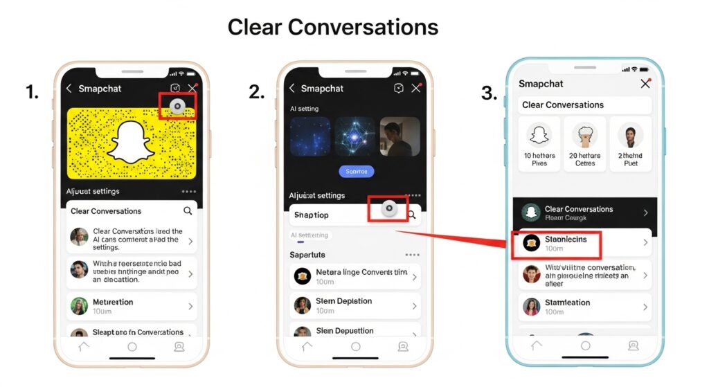 Snapchat Clear Conversations settings to remove AI