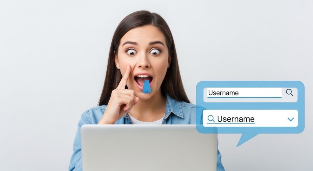 Girl with a laugh, finding a fun Instagram username difficult