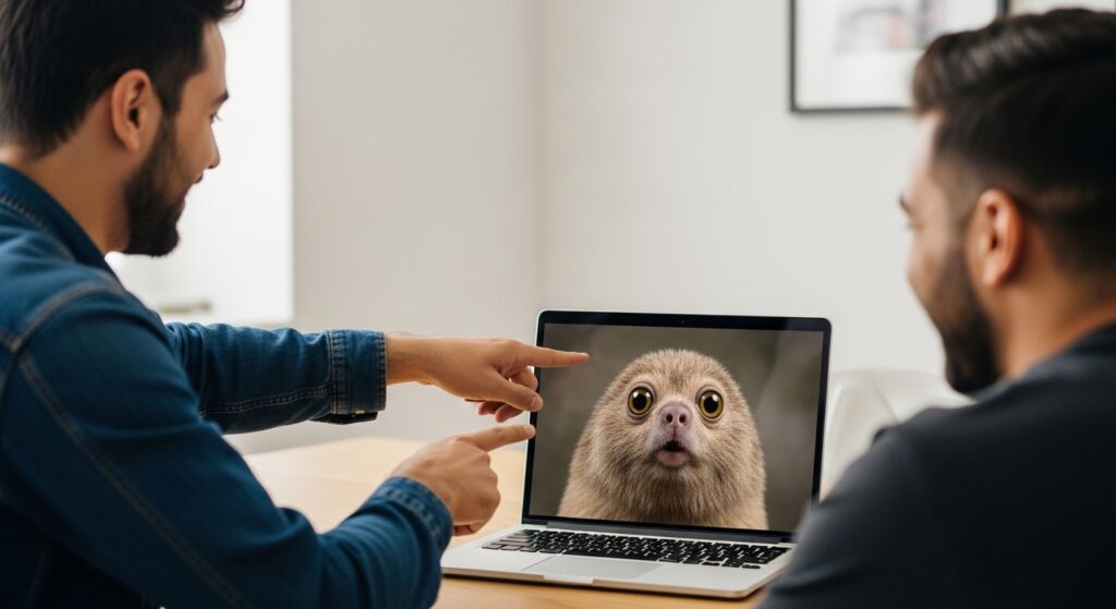  "Sharing weird animal finds with a friend."