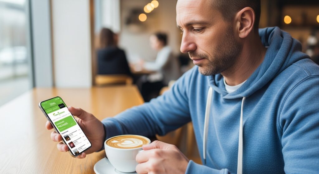 Man checking Zong call packages on mobile