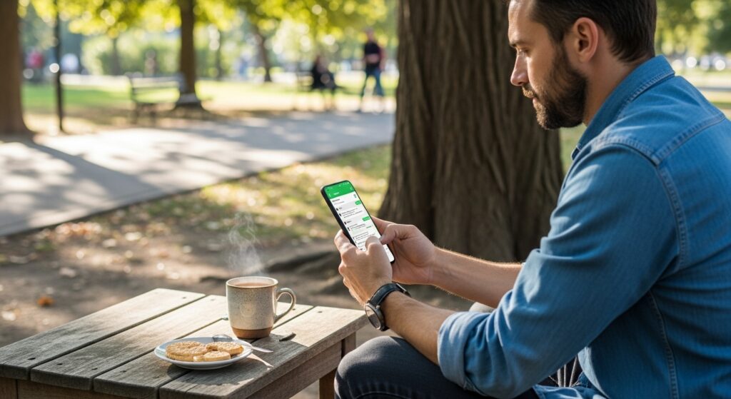  Man using Jazz weekly WhatsApp bundle on smartphone)