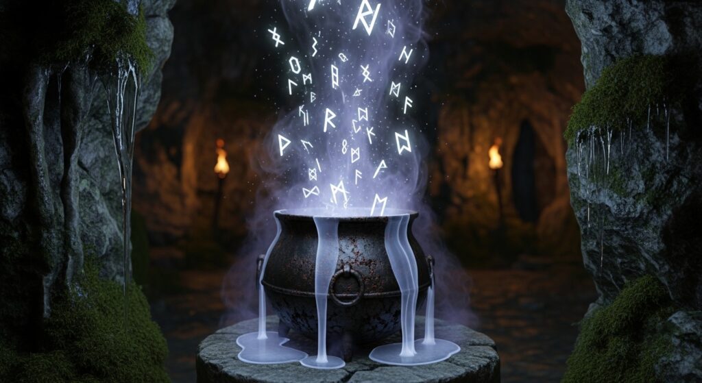 Image idea: Magic cauldron leaking smoke with faintly glowing letters flowing from it
